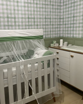 KIT DE 3 ROLOS - 3,00m x 50cm - Papel de Parede Adesivo Xadrez Vichy Aquarela Verde Menta