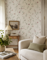 Papel de Parede Adesivo Floral Campestre Rosé