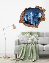 Adesivo Decorativo Buraco 3D Cidade à Noite
