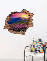Adesivo Decorativo Buraco 3D Sol nas Montanhas