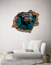 Adesivo Buraco 3D Cachorro Nadando