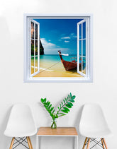 Adesivo de Janela Barco Beira Mar