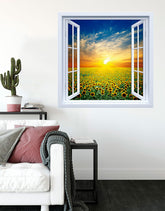 Adesivo de Janela Campos De Girassóis