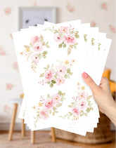 Cartela Adesiva Floral Rosa Aquarela