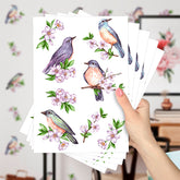 Cartela Adesiva Pássaros Aquarela