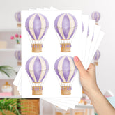 Cartela Adesiva Balões Aquarela Lilás