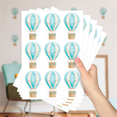 Cartela Adesiva Mini Balões Aquarela Azul Bebê