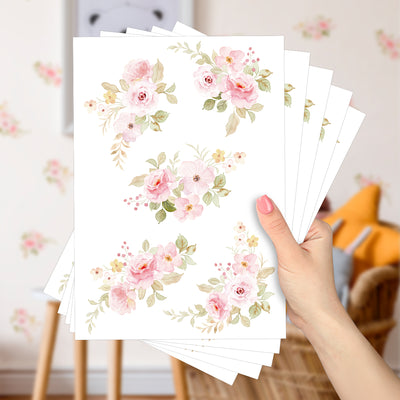 Cartela de Adesivo Floral Rosa