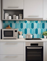 KIT DE 2 ROLOS - 3,00m x 50cm - Papel de Parede Adesivo Bricks Escamas Céu Azul