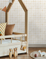 Papel de Parede Adesivo Pied de Poule Amarelo Aquarela