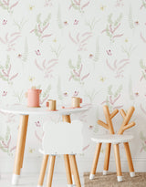 Papel de Parede Adesivo Jardim Rosa