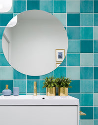 Papel de Parede Adesivo Azulejo Hijau Azul