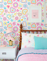 Papel de Parede Adesivo Corações Teen Coloridos