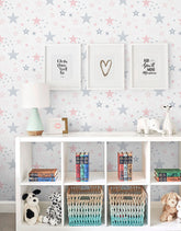 Papel de Parede Adesivo Estrelas Rosa Bebê Menina