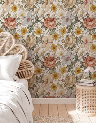 Papel de Parede Autocolante Floral Vintage