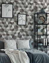 KIT DE 3 ROLOS - 1,50m x 50cm - Papel de Parede Adesivo Cubos