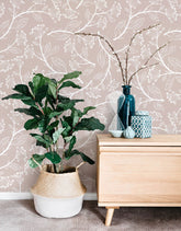 Papel de Parede Adesivo Folhagem Rosa