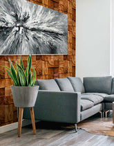 Papel de Parede Adesivo Madeira Quadriculada Cubos 3D