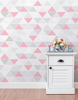 Papel de Parede Adesivo Triângulo Rosa Ternura