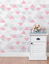 Papel de Parede Adesivo Triângulo Rosa Ternura