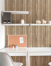 KIT DE 8 ROLOS - 2,50m x 50cm - Papel de Parede Madeira Tacos Ripados