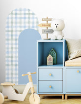 Adesivo de Parede Arco Xadrez Vichy Azul e Verde