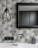 Papel de Parede Adesivo Hexágonos Colmeia Cimento Queimado