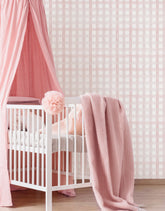 Papel de Parede Xadrez Grid Rosa Bebê