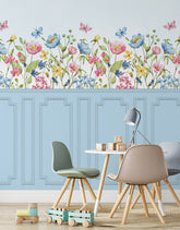 Painel de Parede Adesivo Boiserie Jardim Azul