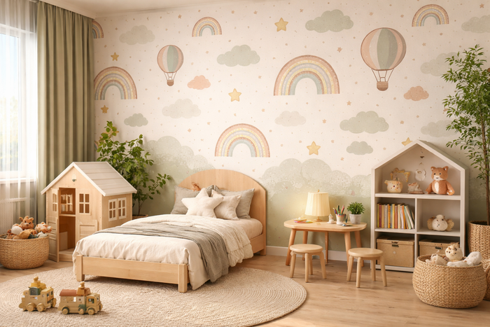 Decoração Quarto Infantil 2026: tendências com adesivos e papel de parede