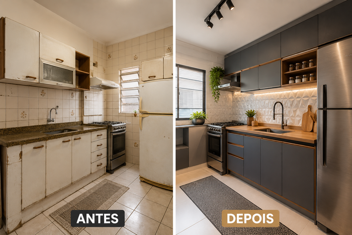 Cozinha com Adesivos: 8 Transformações Antes e Depois Incríveis