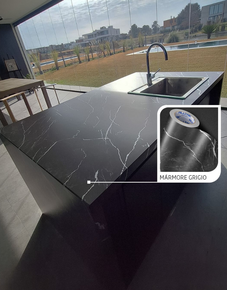 Adesivo para Pia Mármore Grigio Brilho