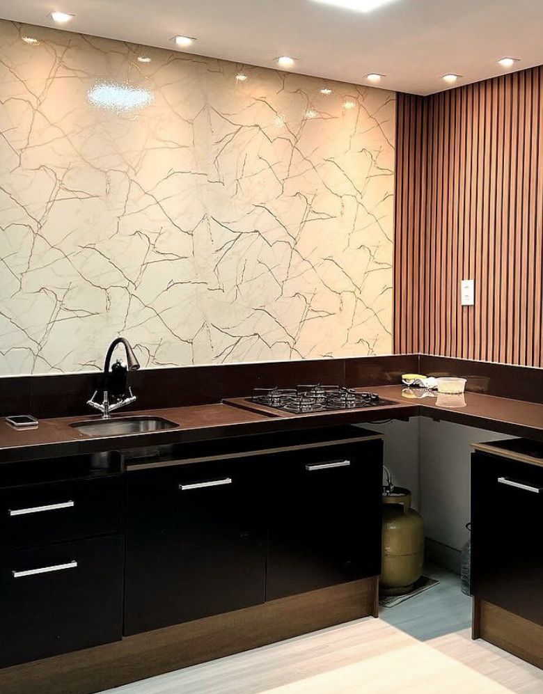 Adesivo para Chão Mármore Crema Marfil Brilho