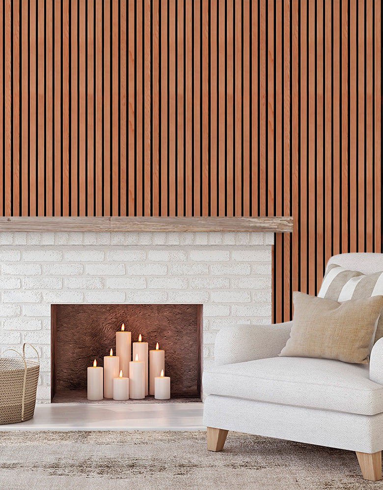 Papel de Parede Ripas de Madeira Cerejeira