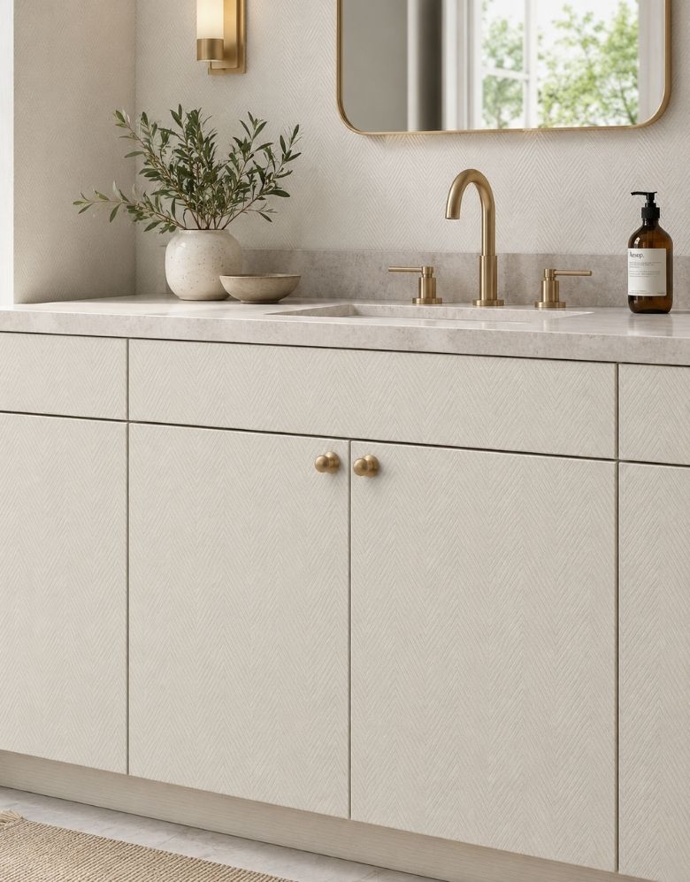 Revestimento Adesivo Telado Linho Chevron White Pearl