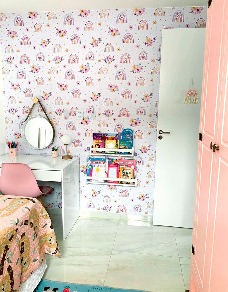 Papel de Parede Adesivo Arco Iris Boho