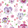 Papel de Parede Adesivo Floral Amor Perfeito Aquarela