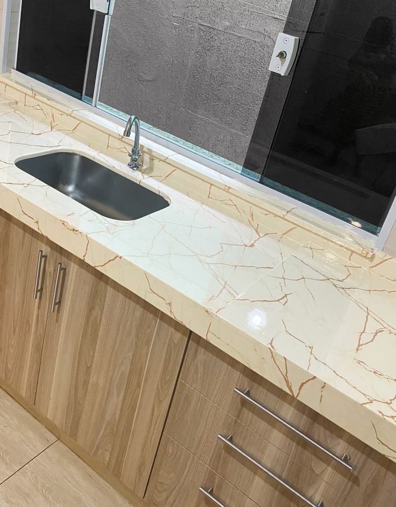 Adesivo para Pia Mármore Crema Marfil Brilho