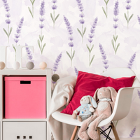 Papel de Parede Adesivo Lavanda Aquarela