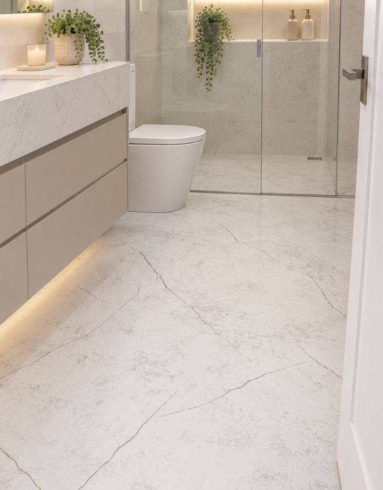 Adesivo para Piso Mármore Branco Marquina Matte