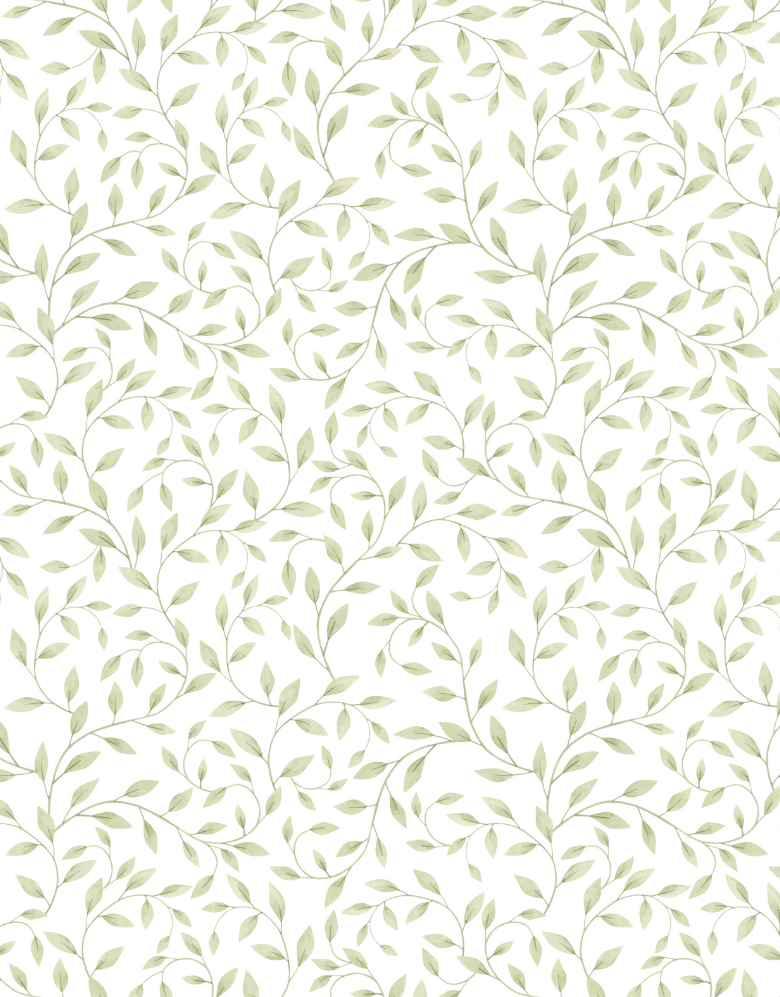 Papel de Parede Adesivo Raminhos Verdes Aquarela