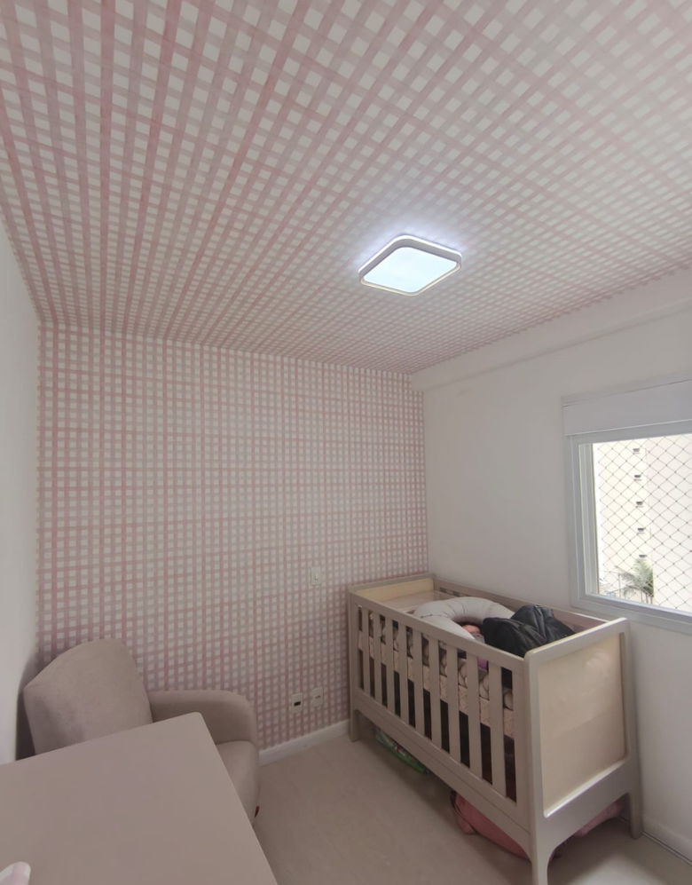 Papel de Parede Xadrez Grid Rosa Bebê