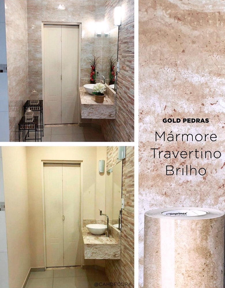 Revestimento Adesivo Mármore Travertino Brilho