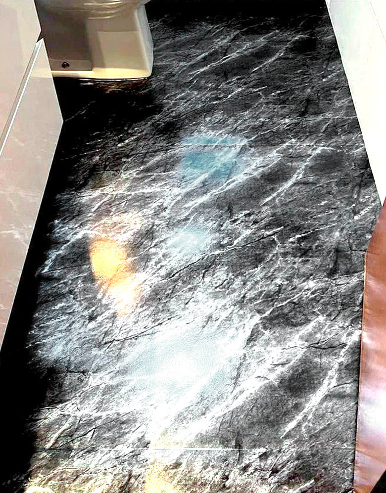 Adesivo para Chão Mármore Silver Black