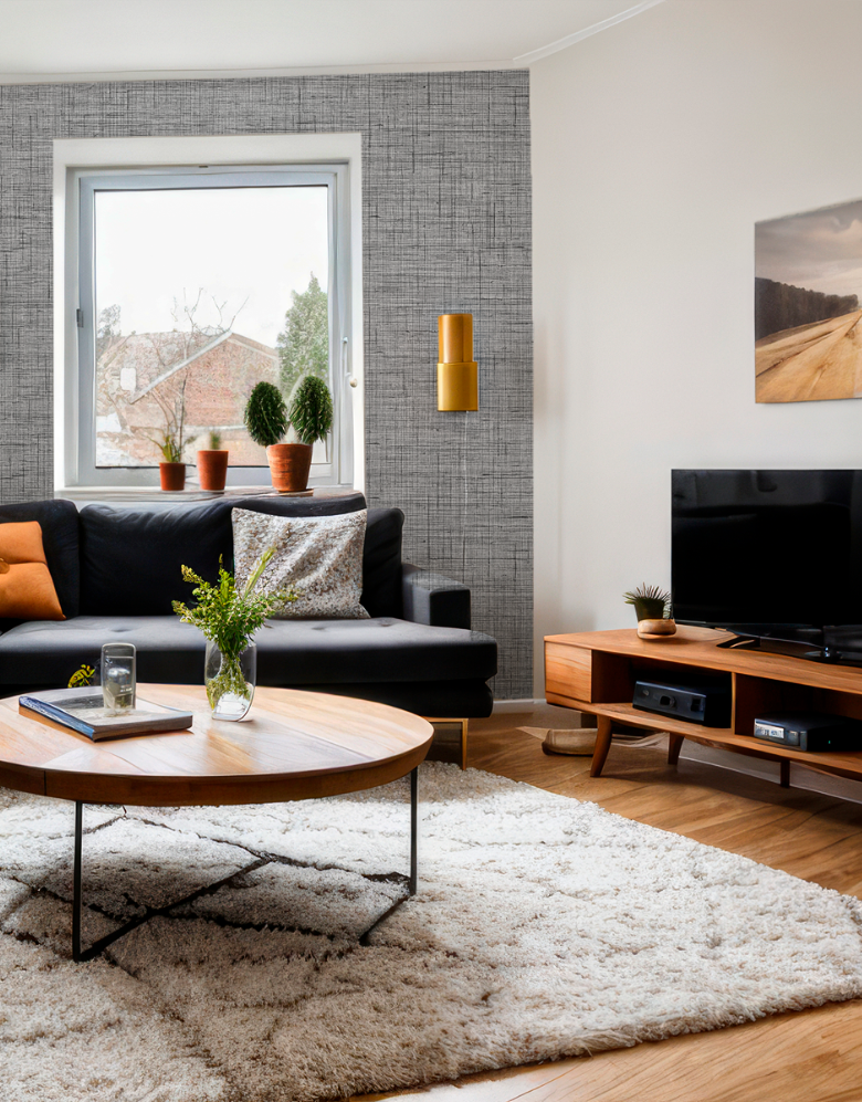 Papel de Parede Texturizado Linho Cinza