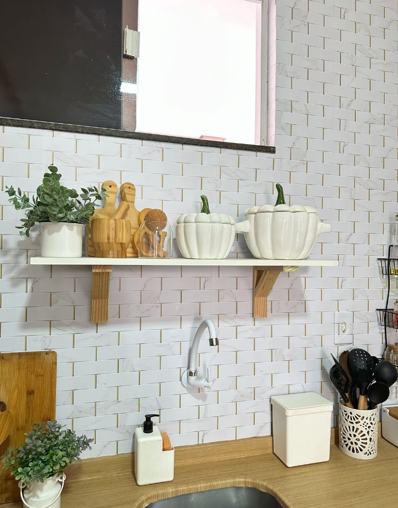 Papel de Parede Adesivo Tijolinho Marmorizado