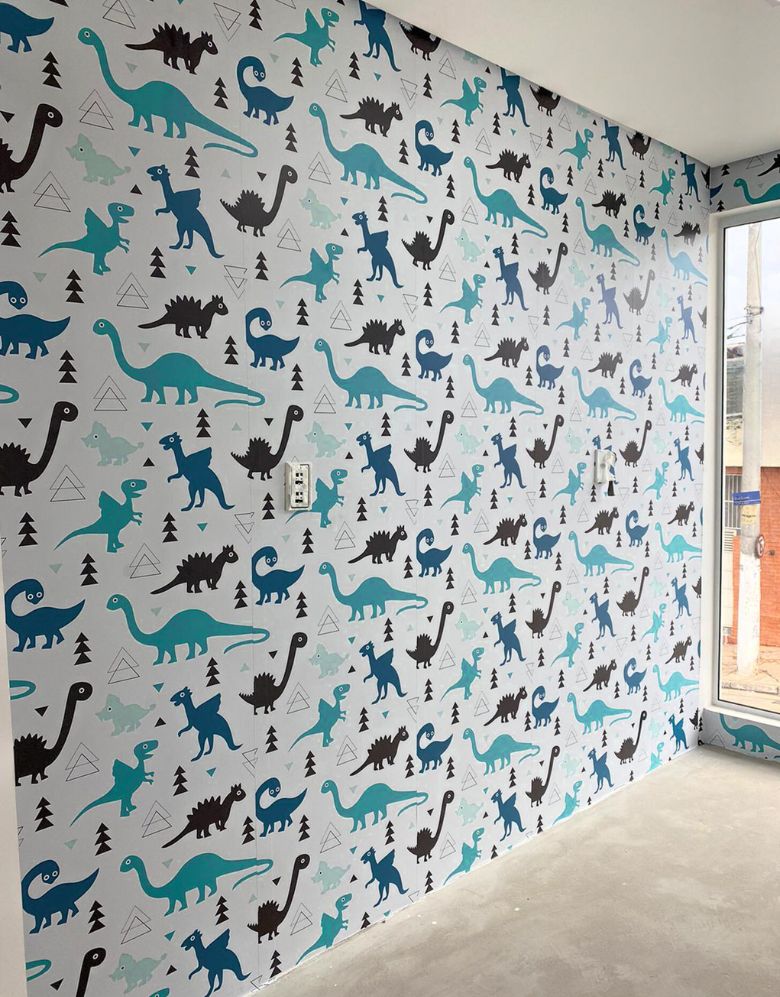 Papel de Parede Adesivo Dinos Azuis