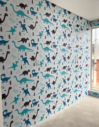 Papel de Parede Adesivo Dinos Azuis