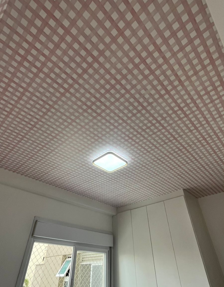 Papel de Parede Xadrez Grid Rosa Bebê