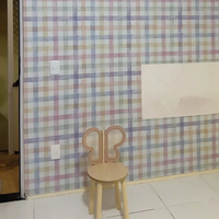 KIT DE 1 ROLOS - 1,50m x 50cm - Papel de Parede Adesivo Xadrez Vichy Aquarela Colorido